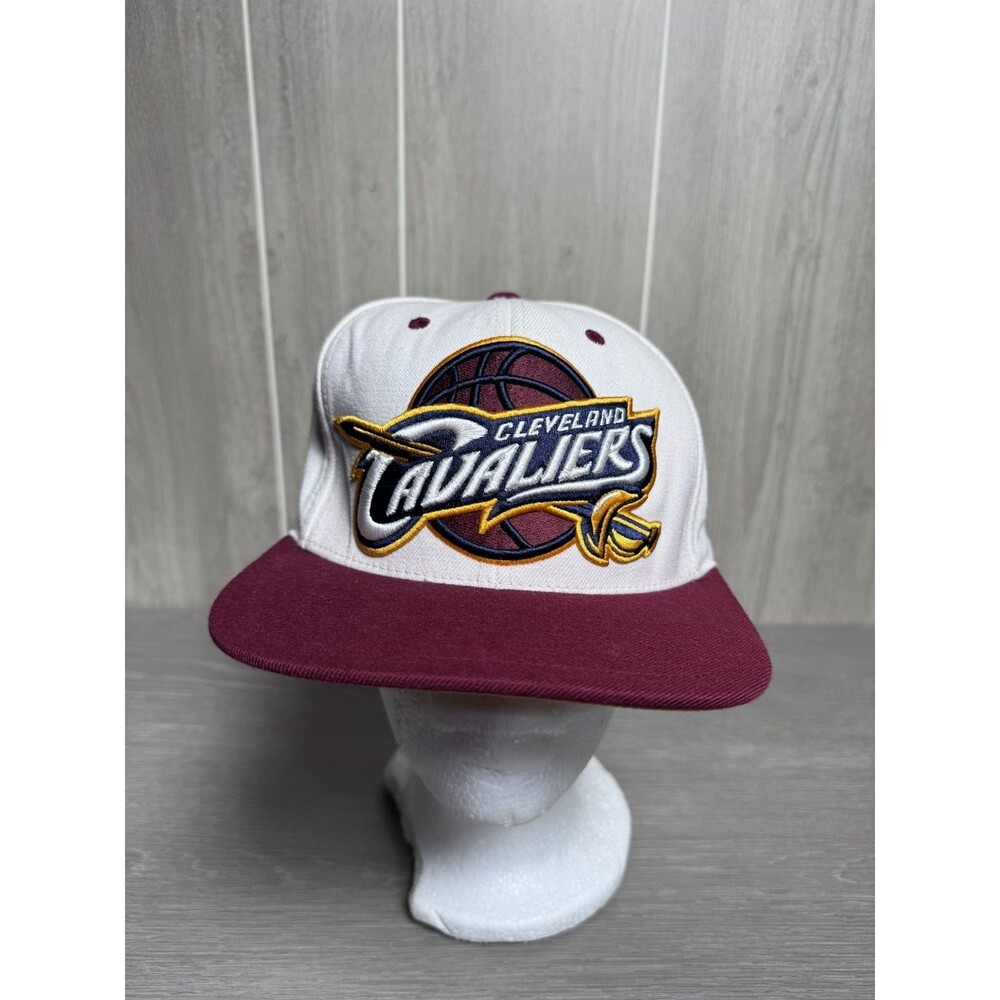 Mitchell & Ness Cleveland Cavaliers NBA Snapback Hat Cap White Burgundy Gold